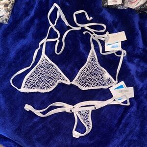 NEW - Microminimus White Crochet style Bikini Set - Medium